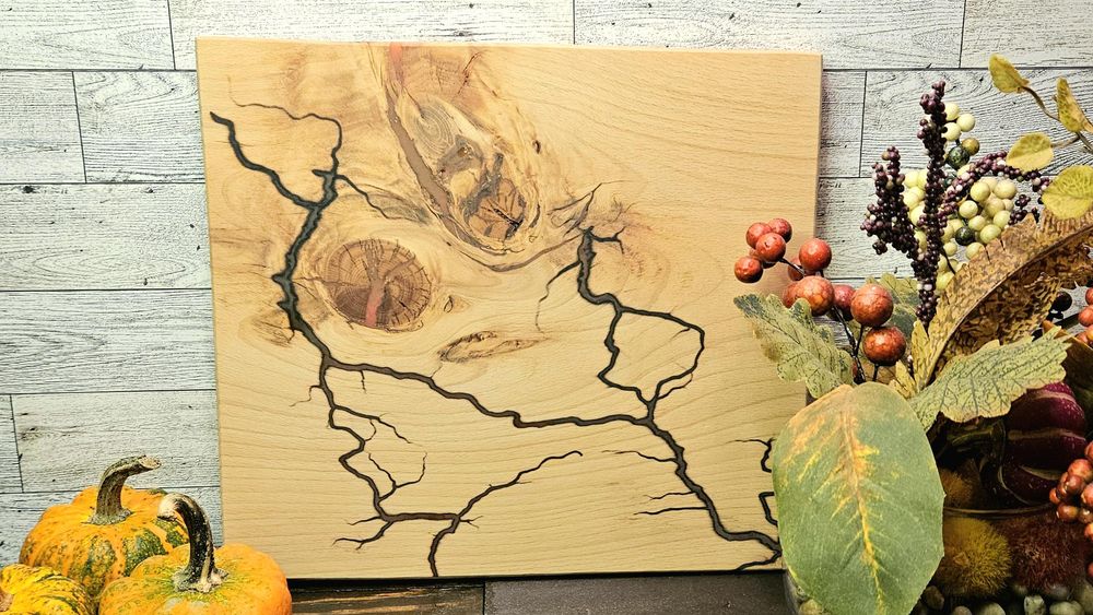 Fully Customizable Fractal Burnt Maple Cheese/Snack Board/Pl...