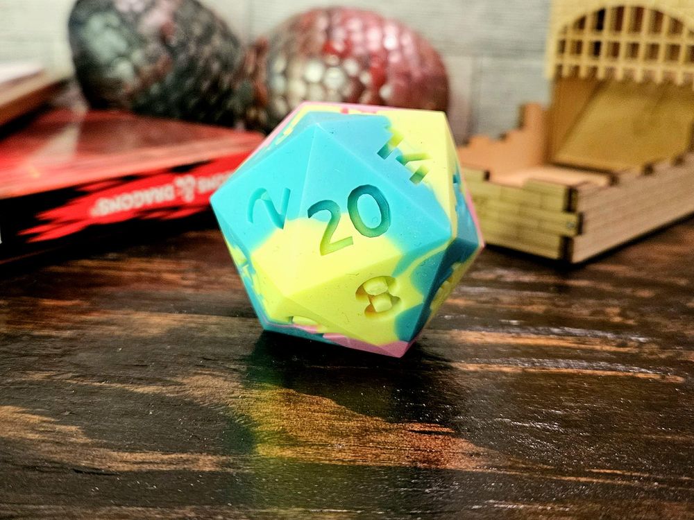 90's Kid Squishy dice, 60mm, D20 Stress ball