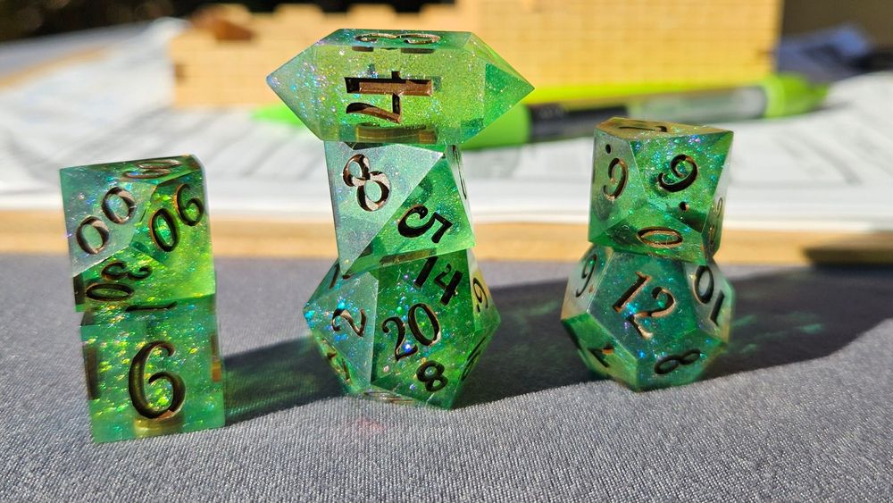 Spirits of the Feywild, polyhedral dice set of seven