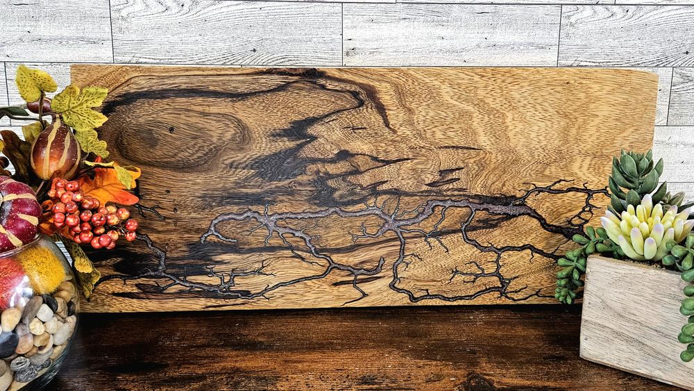 Fractal Wood Burning Black Limba with Red/Purple/Blue multi ...